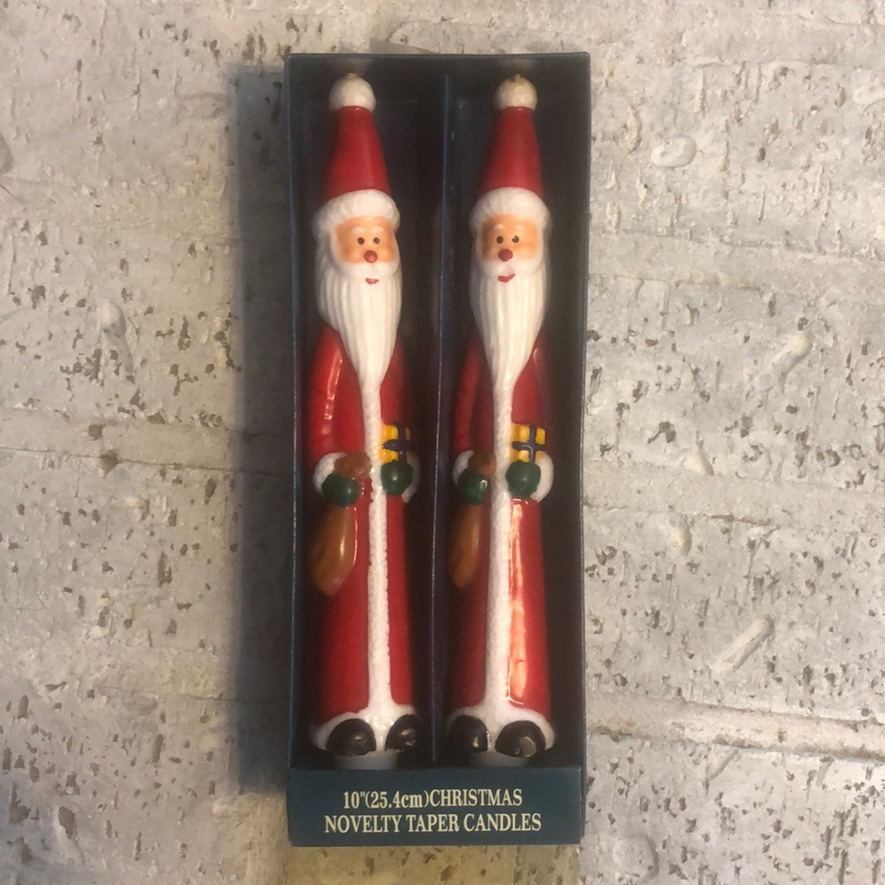 Vintage novelty taper Santa Christmas candles